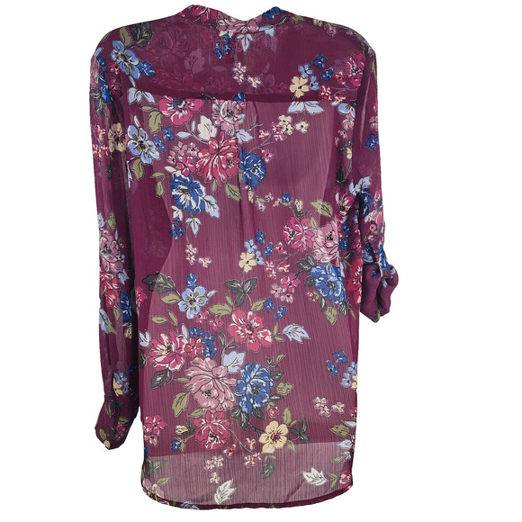 Kut from the kloth Shirt Women's Small Petite Jasmine Chiffon Button-Up Floral - Picture 2 of 11